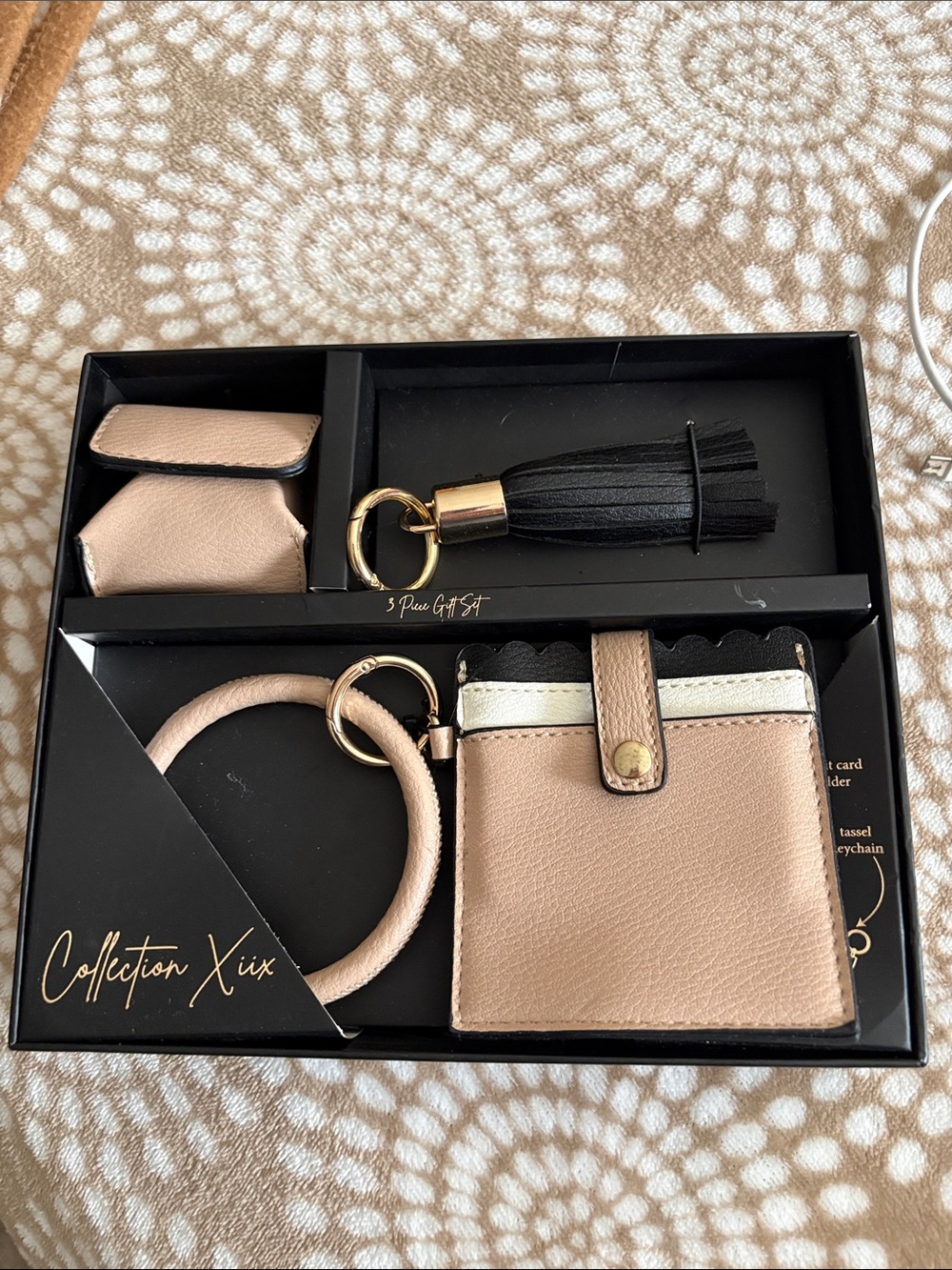 Collection XIIX Rose Gold and Black 5-Piece Women's Key & Card Holder Set